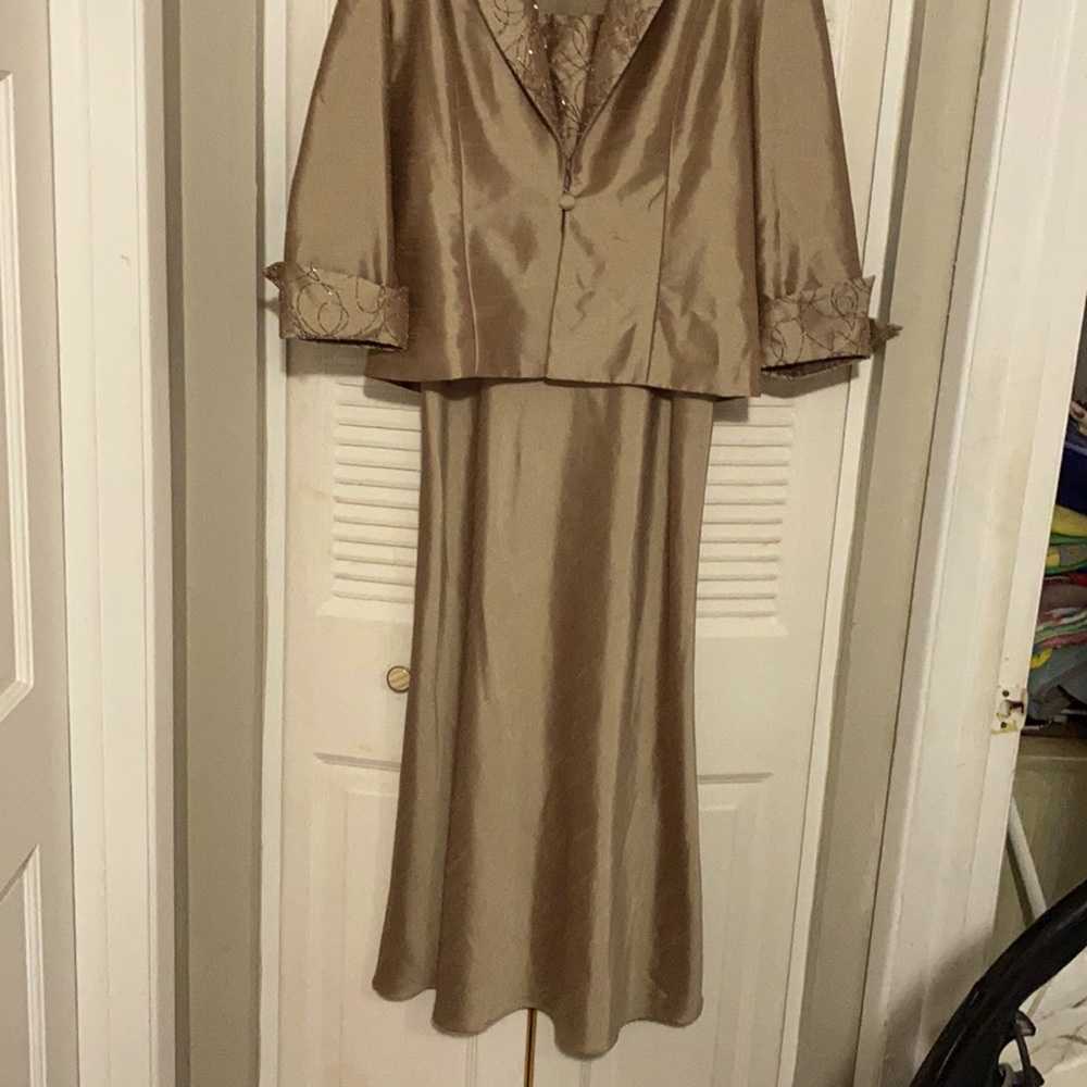 After Five 2 apiece, Size 12, Coldwater Creek Tan/Beige Dress with Jacket.